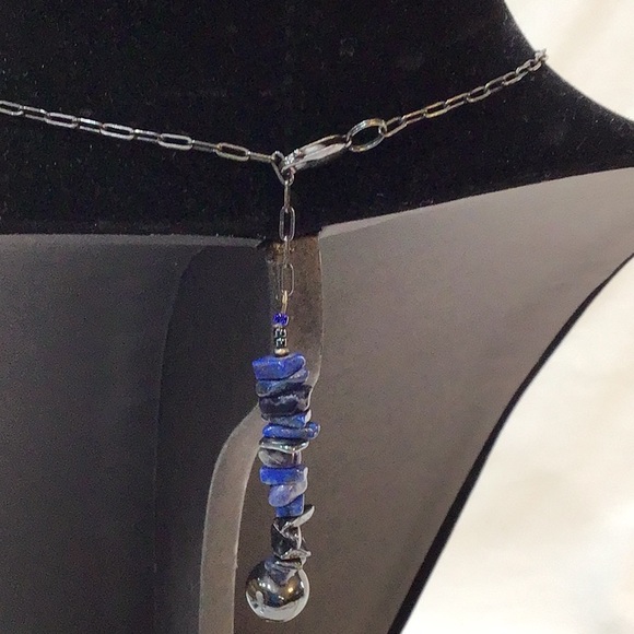 Blue & white beads & chips 30” counterweight extender - Picture 5 of 7